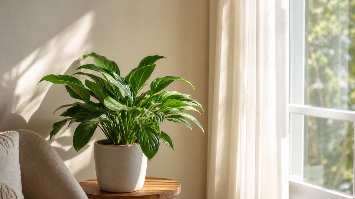 Planta de interior junto a una ventana con luz indirecta