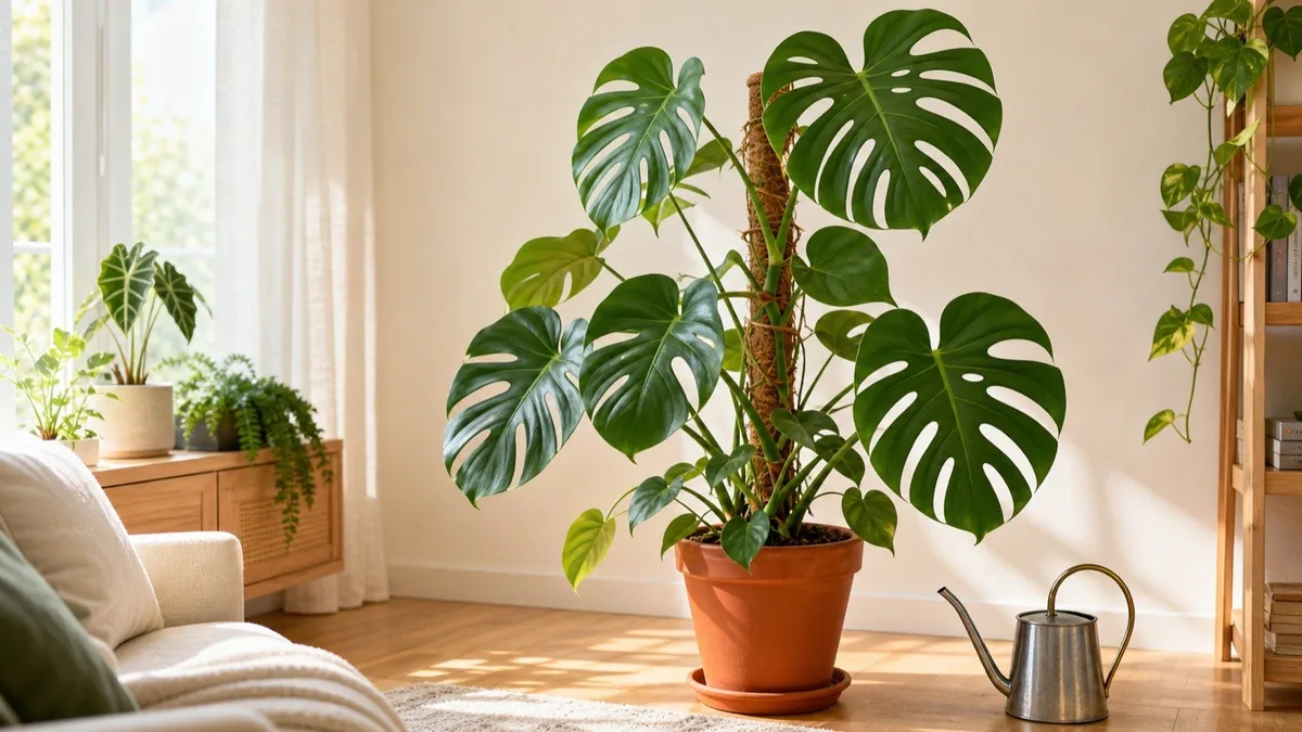 Monstera cuidados: luz, riego, hojas amarillas y soporte