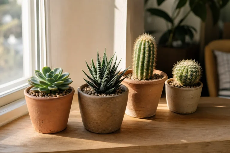 Suculentas y cactus de interior con sustrato drenante